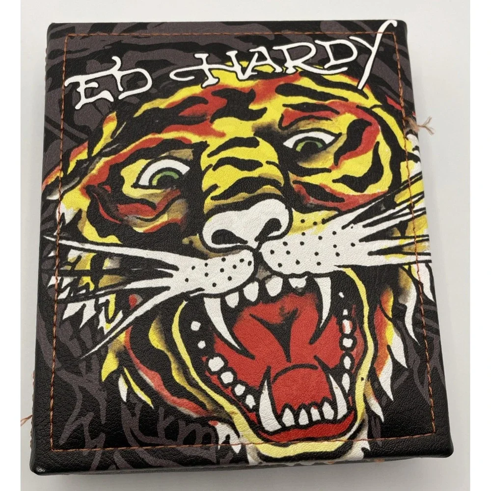 Ed Hardy Men's Black Wallet Dragon Tattoo Bifold with Valet Tray ~ New